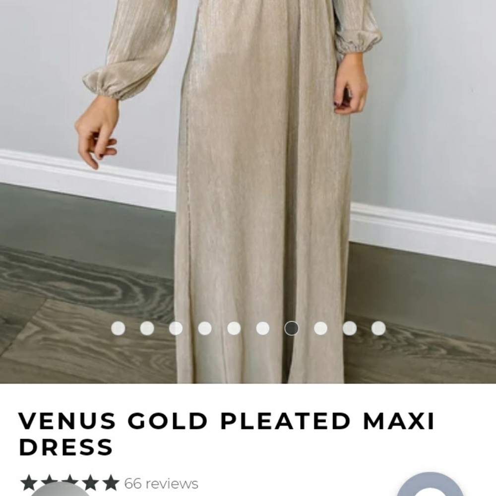Baltic Born Gold Pleated Maxi Dress